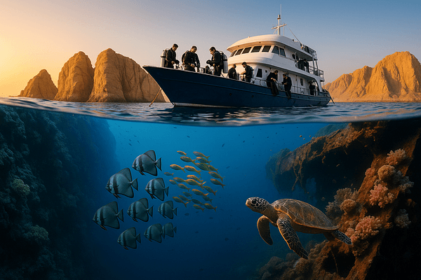 Split view showing above and below water in Dahab